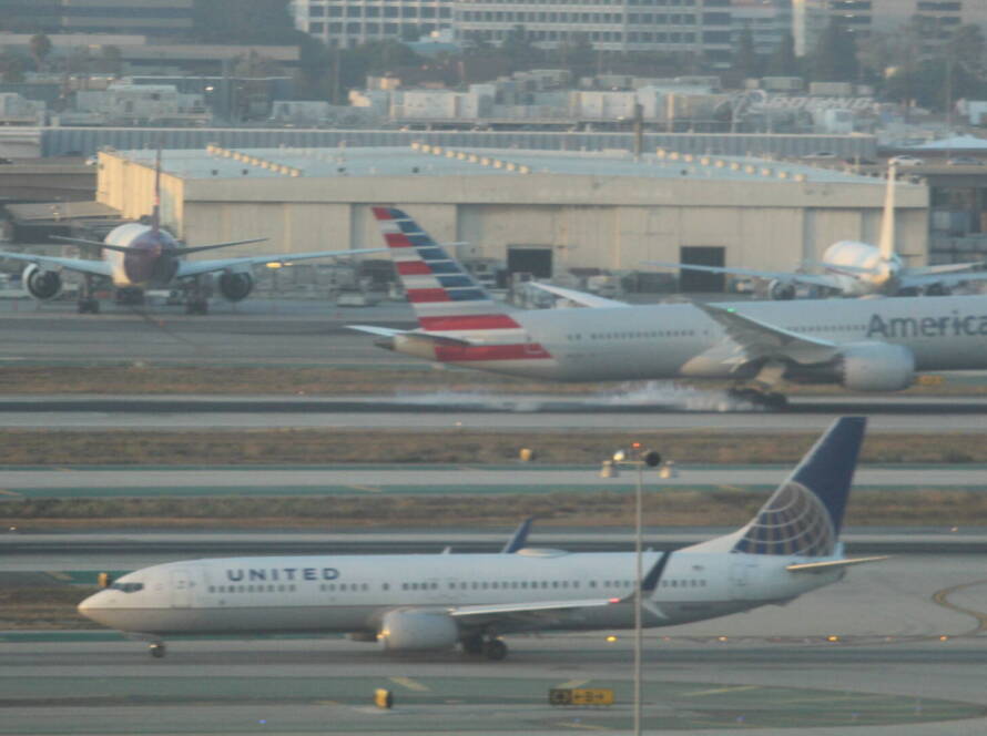 Multiple commercial aircraft taxiing at a busy airport, symbolizing strategic coordination, resource allocation, and operational clarity